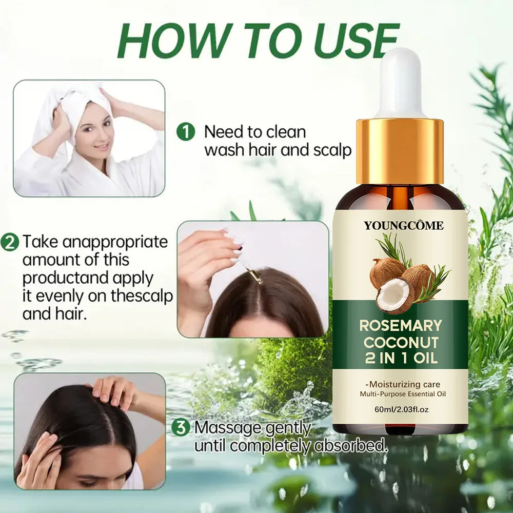 Rosemary Oil Hair Essential Coconut Oil Improve Hair Loss And Nourishes Strengthen Hair Roots Scalp Treatment Hair Care Beauty World Shop