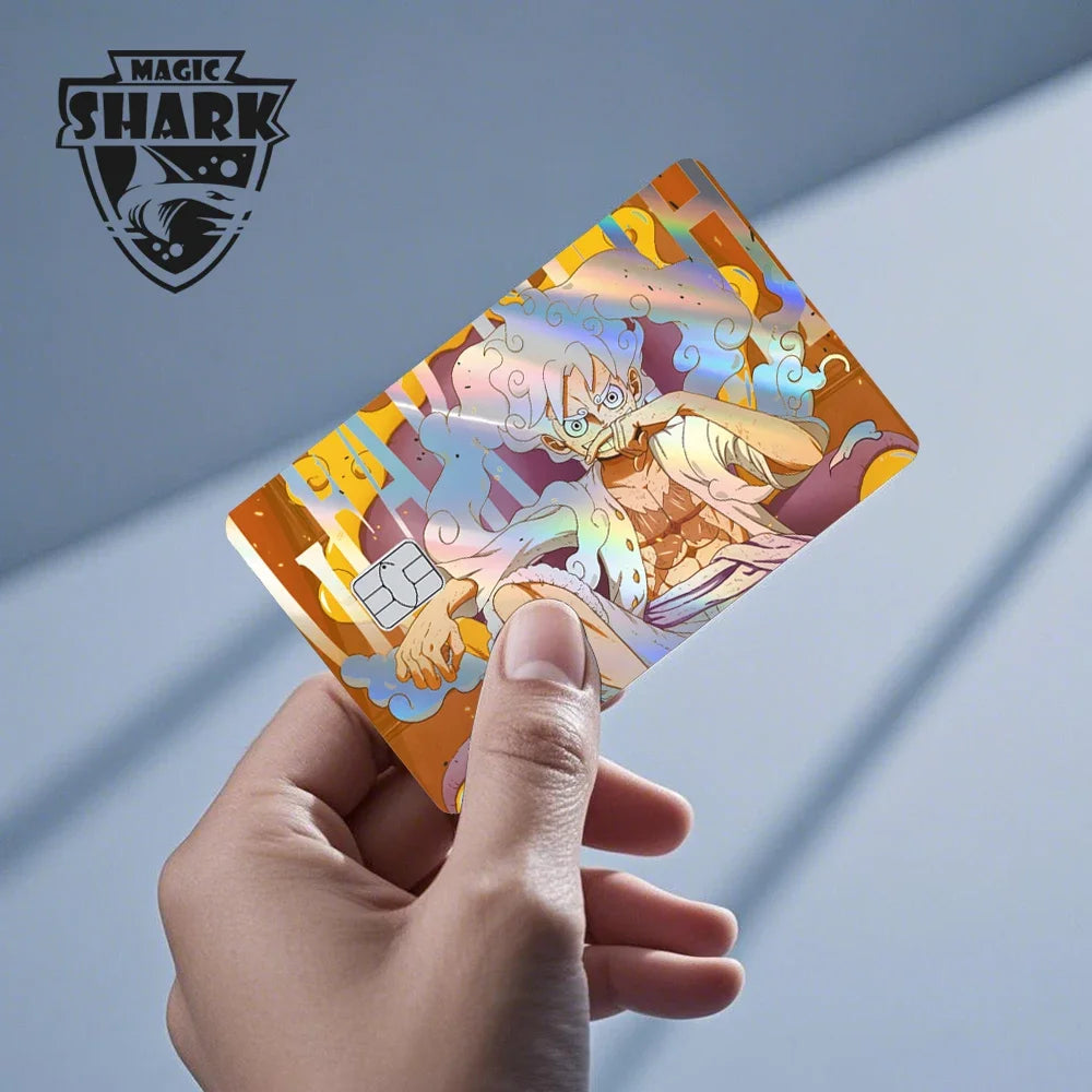 Magic Shark Luffy Zorro Ace Skull Anume Holographic Shinny Laser Sticker Film Skin for Credit Debit Card Beauty World Shop