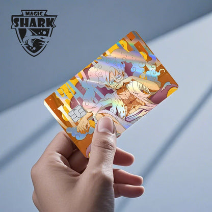 Magic Shark Luffy Zorro Ace Skull Anume Holographic Shinny Laser Sticker Film Skin for Credit Debit Card Beauty World Shop