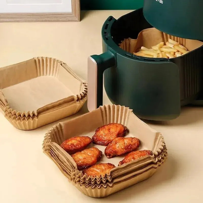 50Pcs Air Fryer Disposable Paper Non-Stick Airfryer Baking Papers Round Air-Fryer Paper Liners Paper Kitchen Accessories Beauty World Shop