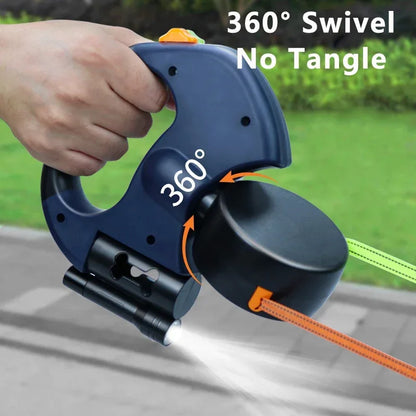 Automatic Retractable Two-End Pet Leash Dog Leash With Flashlight One Tow Two Easy To Walk Your Dog