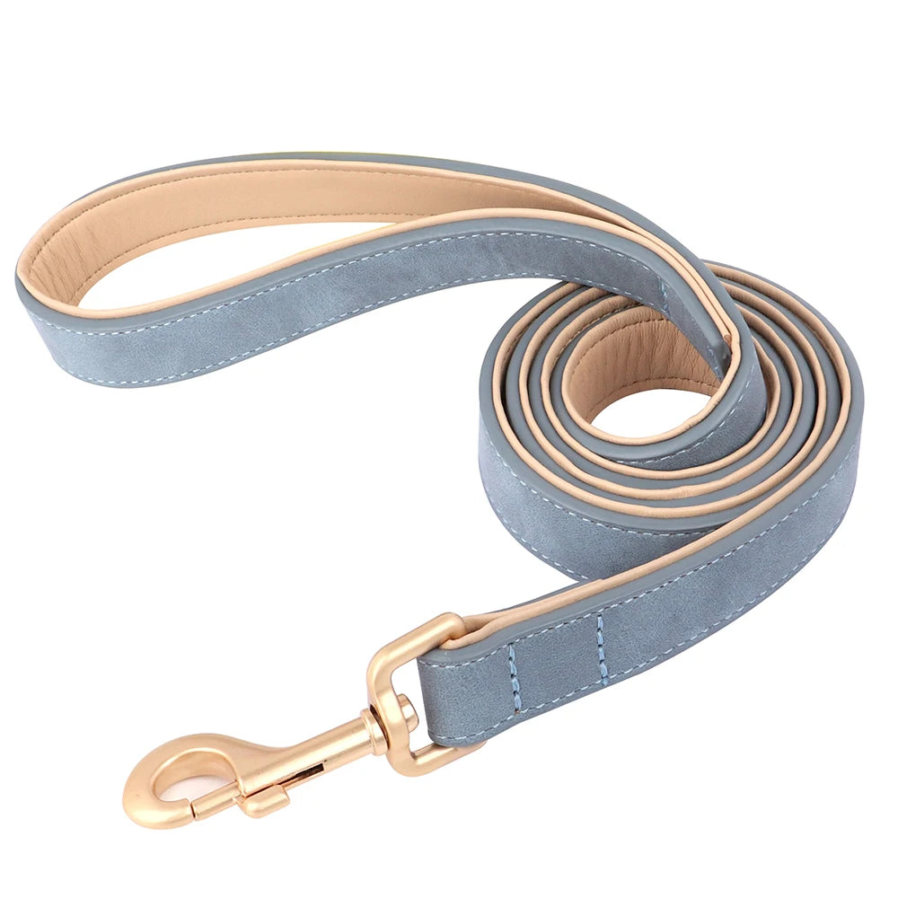 Soft Padded Dog Collar Leash Set PU Leather Pet Dog Collars Necklace With Walking Lead Rope Adjustable For Small Medium Dogs Pug Beauty World Shop
