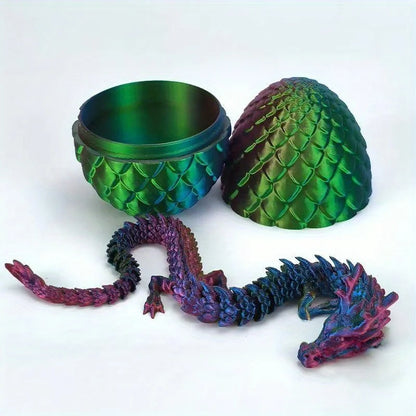 3D Printed Dragon Egg with Dragon Full Articulated Dragon Modle Movable Rotatable Articulated Desktop Ornament Kid Toy Beauty World Shop