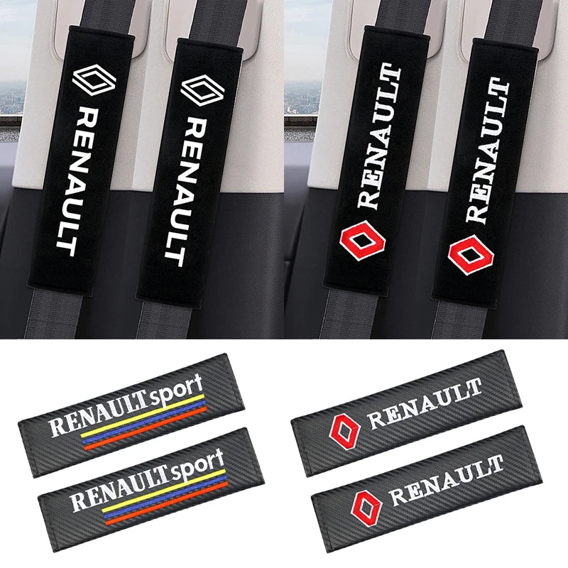 2PCS Carbon fiber Cotton Car Safety Belt Shoulder Cover seat belt pad for Renault koleos duster megane 2 logan clio Car Styling Beauty World Shop