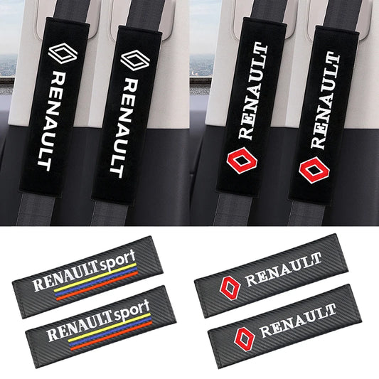 2PCS Carbon fiber Cotton Car Safety Belt Shoulder Cover seat belt pad for Renault koleos duster megane 2 logan clio Car Styling Beauty World Shop