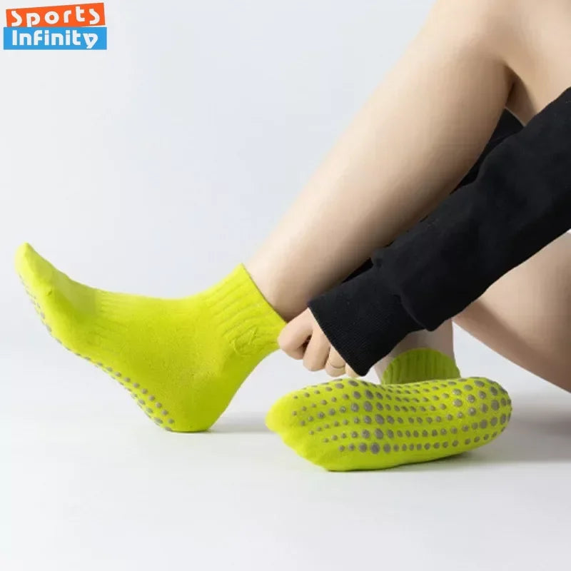 Simple Non-slip Breathable Yoga Socks Women Pilates Socks  Indoor Dance Fitness Gymnastics Professional Training Sports Socks Beauty World Shop