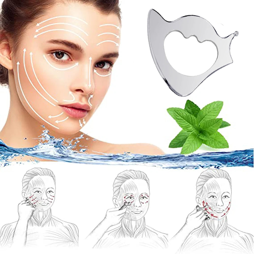 Professional Gua Sha Massage Tools, Stainless Steel Guasha Tool,Manual Massage Sticks for Jawline Sculpting & Puffiness Reducing Beauty World Shop