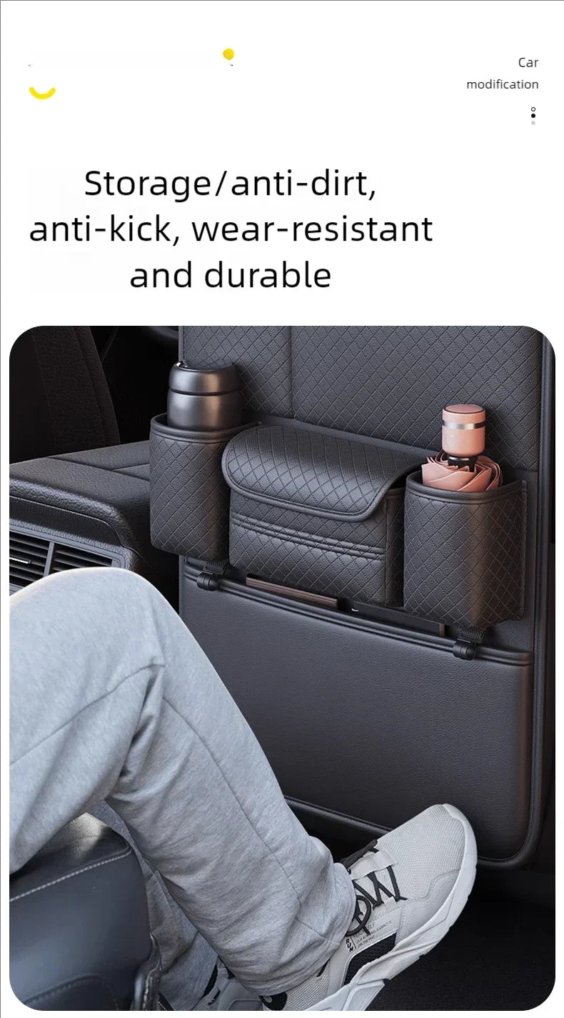 Multi-functional Car Seat Back Organizer High-Capacity Multi-Pocket Backseat Storage Bag Wear-Resistant Anti Kick Mat Beauty World Shop