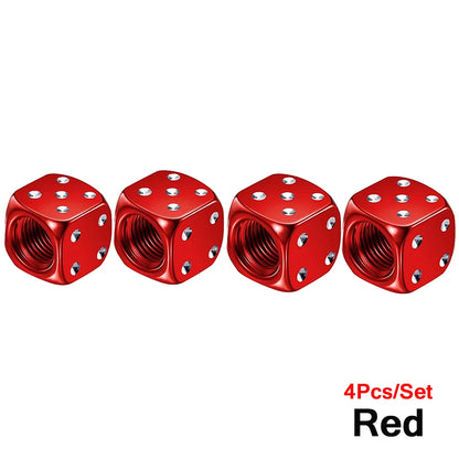 Aluminum Dice Tire Valve Caps Dustproof Car Truck Motocycle Bike Dice Wheel Stem Tyre Tire Wheel Stem Air Valve Dust Cap Cover Beauty World Shop