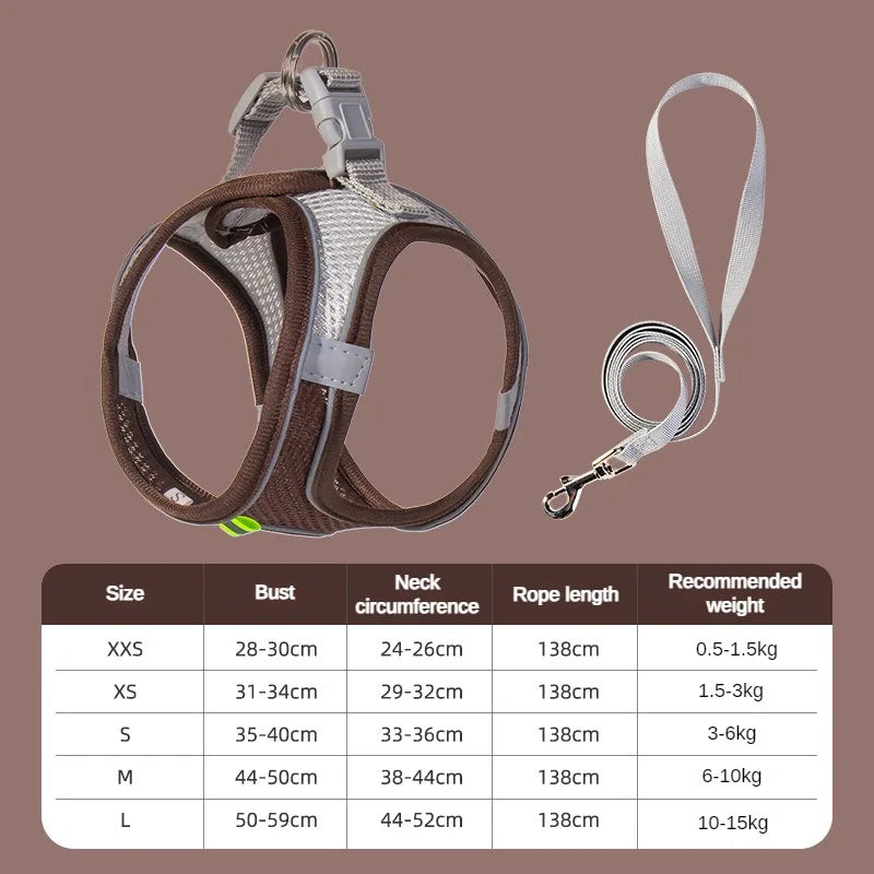 Puppy Harness Set Dog Accessories Adjustable Puppy and Cat Harness Vest French Bulldog Chihuahua Small Dog Collar Pet Leash Dogs Beauty World Shop
