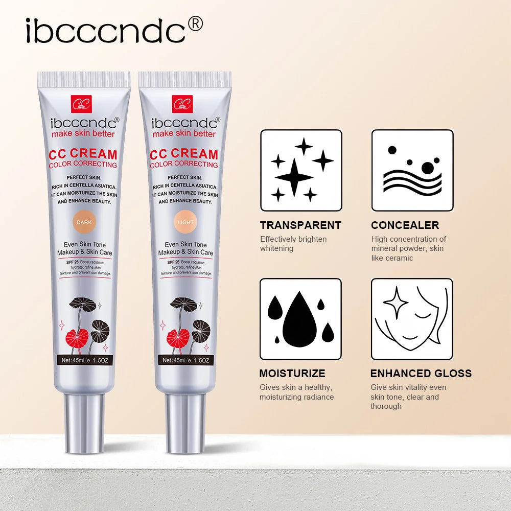 45ml Color Correcting CC Cream Facial Centella Asiatica Repair BB Cream Natural Concealer Whitening Liquid Foundation Cosmetics Beauty World Shop
