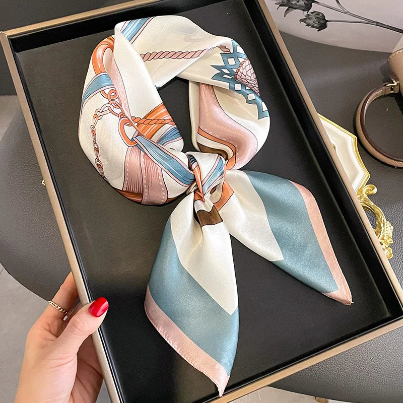 68cm Women's Simulated Silk Square Scarf Fashionable and Versatile High-end Scarfs Bag Clothing Accessories Square Scarf Beauty World Shop