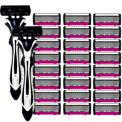 6-layer classic razor, razor set, stainless steel blade, manual safety razor, reusable blade, silicone anti-skid layer Beauty World Shop