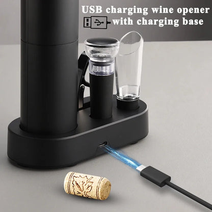 Electric Wine Bottle Opener Automatic Red Wine Corkscrew Rechargeable Wine Opener with Charging Base Tools Kitchen Accessories Beauty World Shop