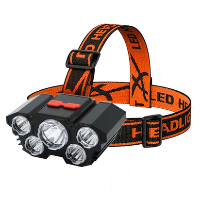5 LED Headlamp Rechargeable with Built in Battery Strong Light Headlight Camping Adventure Fishing Head Light Flashlight Beauty Fashion