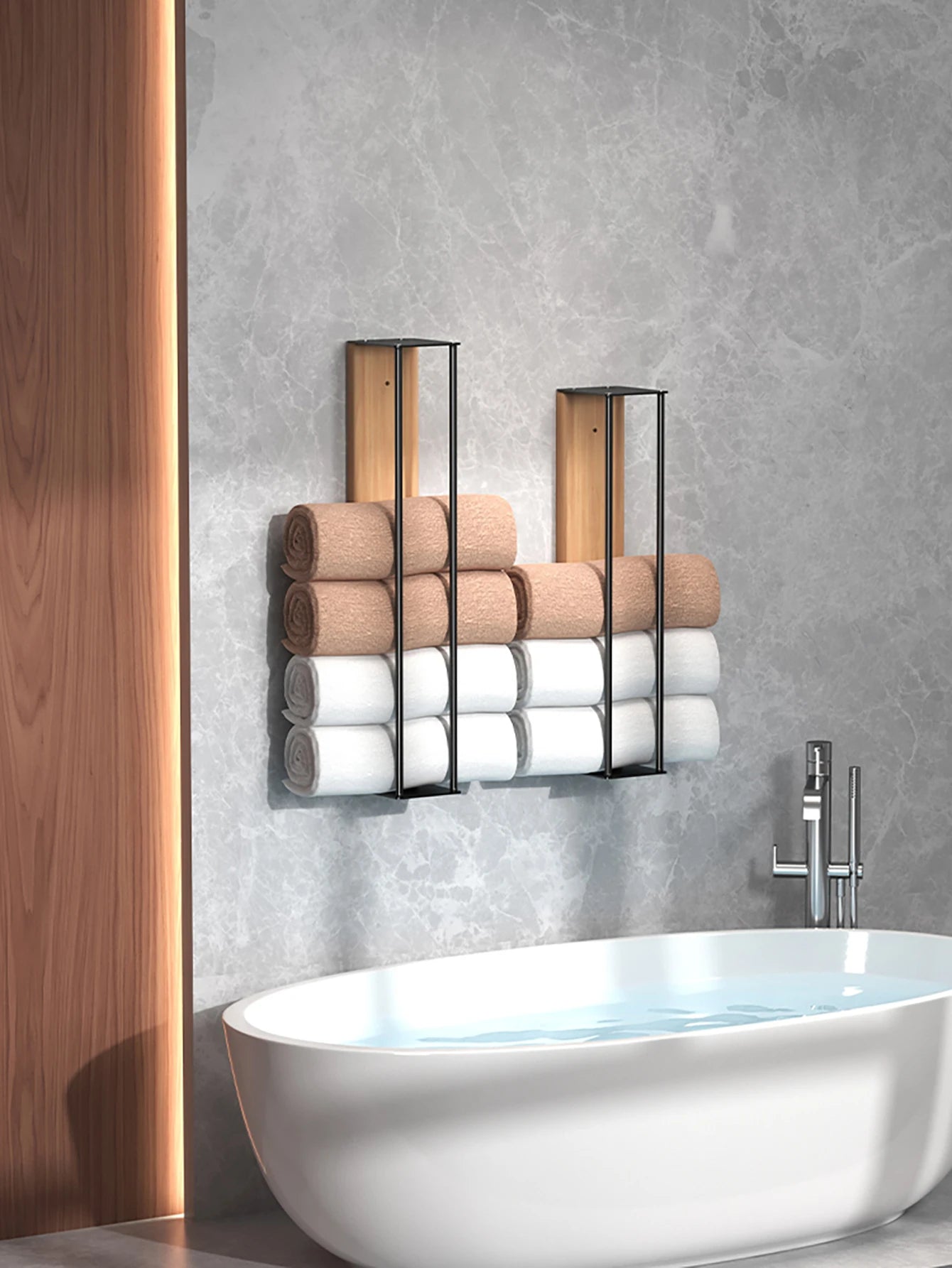 Bathroom wall mounted towel rack, bathroom decorative towel rack, towel hanging rack, roll towel storage, no drilling required Beauty World Shop