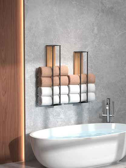 Bathroom wall mounted towel rack, bathroom decorative towel rack, towel hanging rack, roll towel storage, no drilling required Beauty World Shop