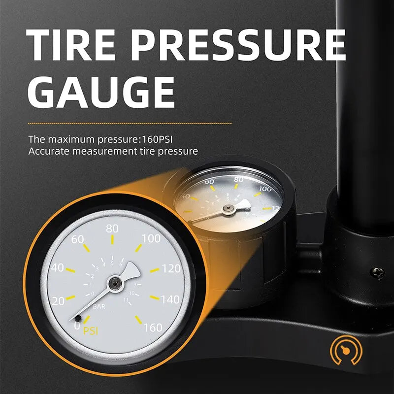 WEST BIKING Bicycle Pump 160PSI Portable Stainless Steel Bike Pump Schrader Presta Valve Inflator Mountain Road Bike Accessories Beauty World Shop