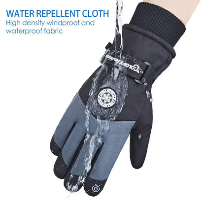 Winter Snowboard Ski Gloves PU Leather Non-slip Touch Screen Waterproof Motorcycle Cycling Fleece Warm Riding Gloves Beauty World Shop