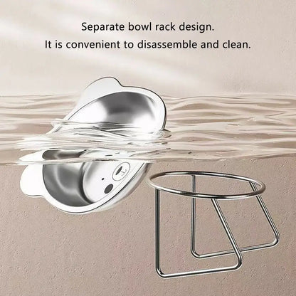 ‌304 Stainless Steel Raised Cat Bowl with 15° Elevated Design Tilted Neck Guard Healthy Feeding Shatterproof for Cats Puppies Beauty World Shop