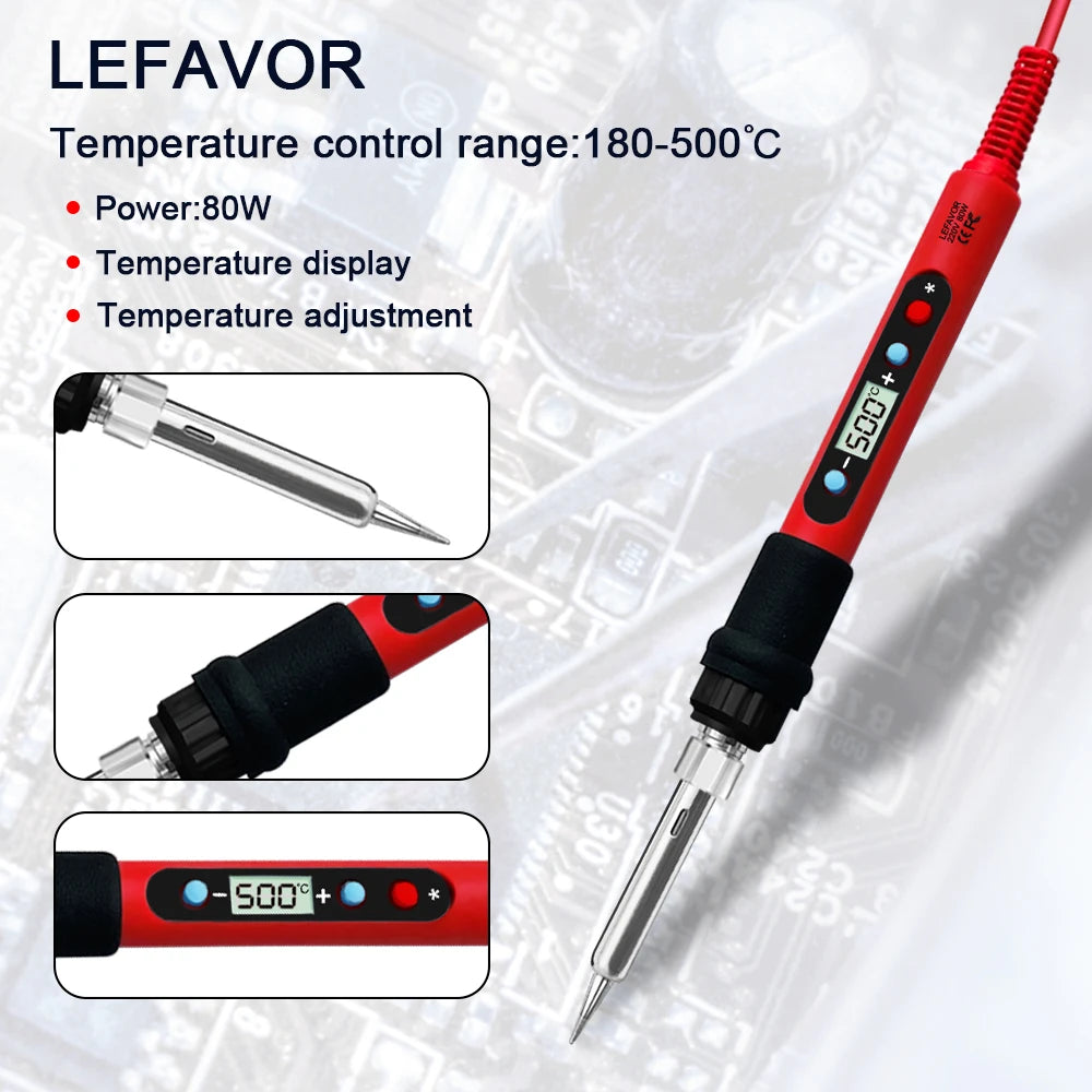 80W Soldering iron kit adjustable temperature LCD solder welding tools Ceramic heater soldering tips Tweezers soldering wire Beauty World Shop
