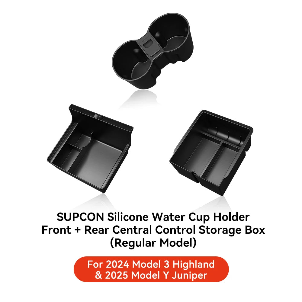 YZ For Tesla Model 3 Highland 2024 Model Y juniper 2025 Storage Box Center Armrest Hidden Box Cup Holder Organizer Accessories Beauty World Shop