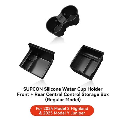 YZ For Tesla Model 3 Highland 2024 Model Y juniper 2025 Storage Box Center Armrest Hidden Box Cup Holder Organizer Accessories Beauty World Shop