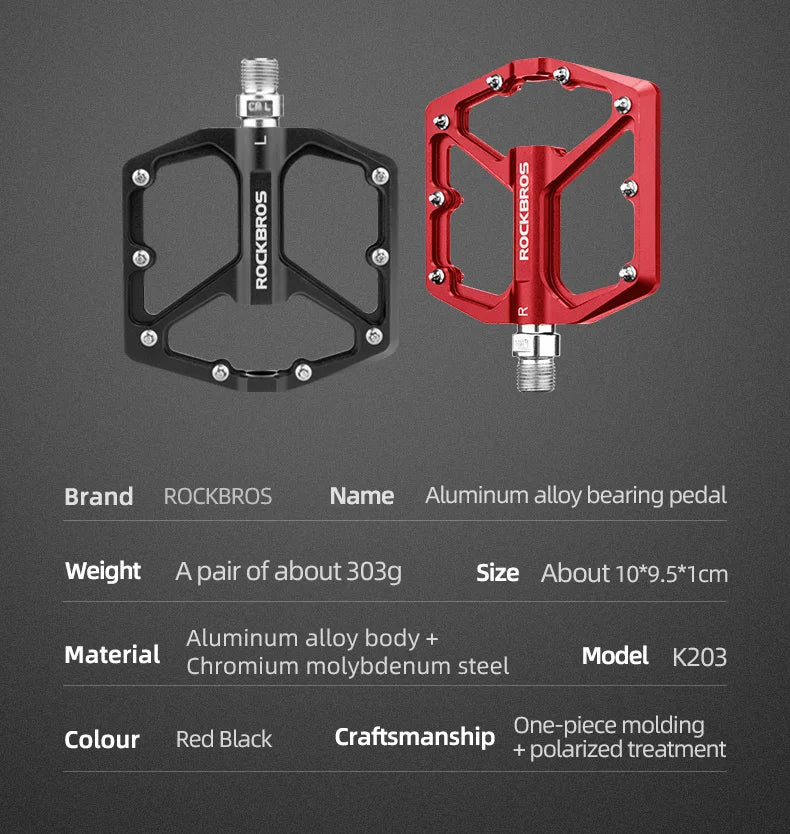 ROCKBROS MTB Cycling Ultralight Pedal Bike Bicycle Sealed DU Bearing Pedals Aluminum Alloy CRMO Non-slip Cleat Bike Part Pedals Beauty World Shop