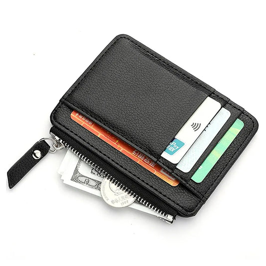 Mini Credit Card Wallet Id Card Holder Men's Small Wallet Thin Sleeve Zipper Short Coin Wallet Beauty World Shop