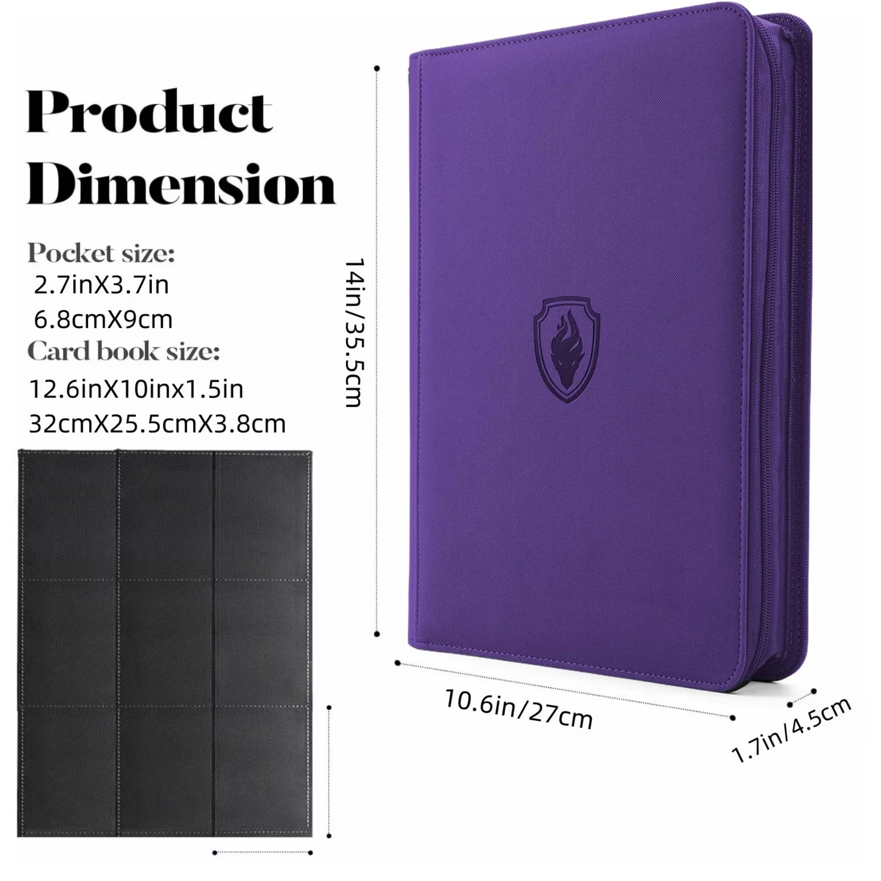 9 Pocket Zipper Card Binder, 360 Trading Card Holder Book, Premium PU Cover Zip Binder for Cards, Durable Side Loading Card Beauty World Shop