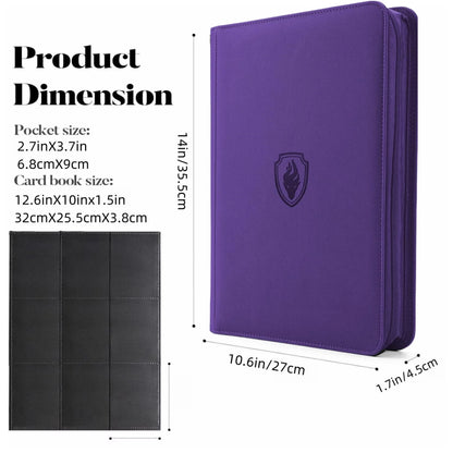 9 Pocket Zipper Card Binder, 360 Trading Card Holder Book, Premium PU Cover Zip Binder for Cards, Durable Side Loading Card Beauty World Shop