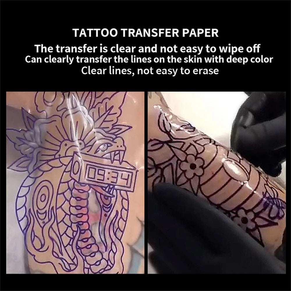 New Tattoo Transfer Paper Tattoo Stencil 50pcs Transparent  Clear Pattern Thermal Tattoo Transfer Film Paper Stencil Accessories Beauty World Shop