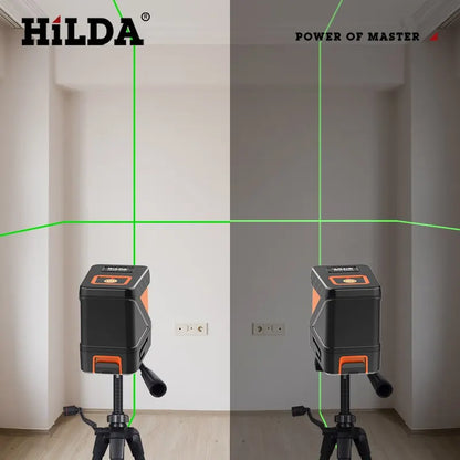 HILDA 2 Lines Laser Level Self Levelling Green Beams Laser Horizontal Vertical Cross Line Mini Laser Level Beauty World Shop
