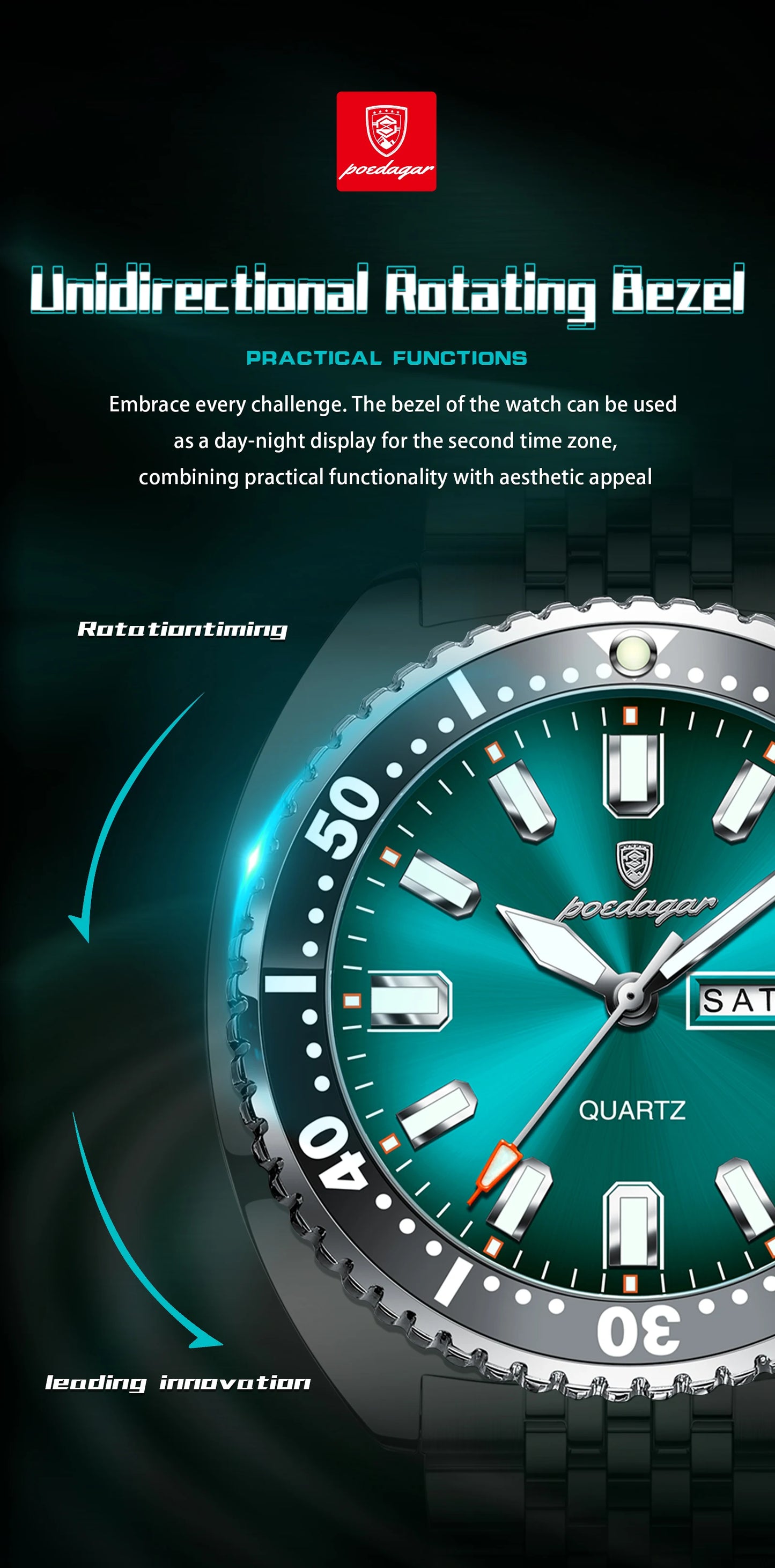 POEDAGAR Luxury Business Men Watch Date Week Waterproof Luminous Man Wristwatch Sport Stainless Steel Quartz Men's Watches Reloj Beauty World Shop