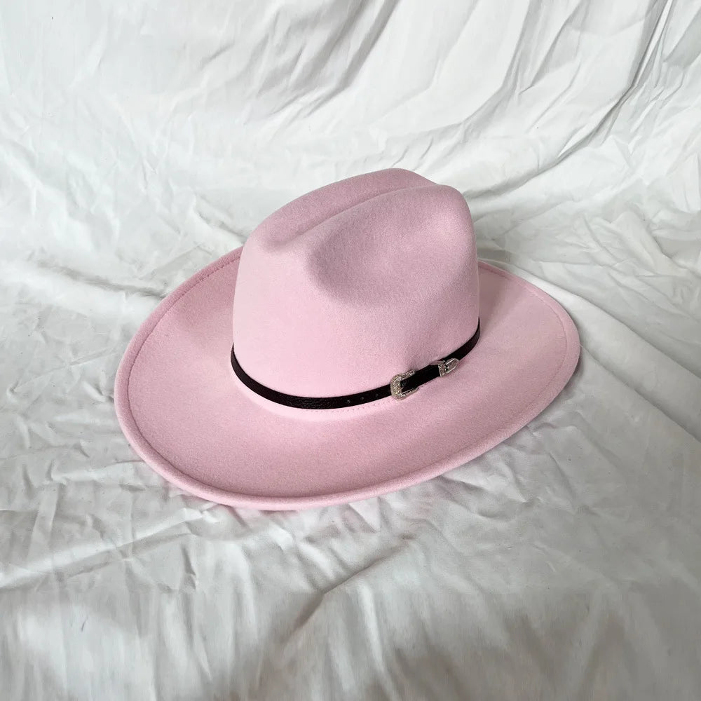 Vintage Western Cowboy Hat For Men's Gentleman Lady Jazz Cowgirl With Leather Wide Brim Cloche Church Sombrero Hombre Caps Beauty World Shop