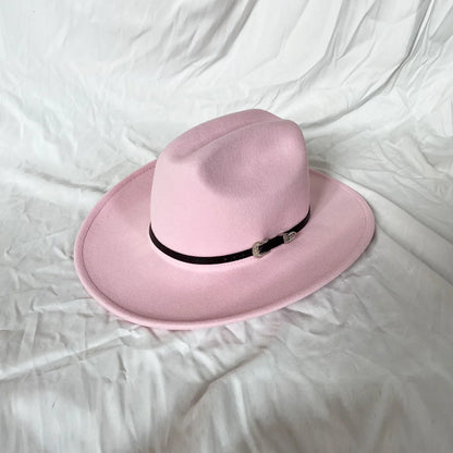 Vintage Western Cowboy Hat For Men's Gentleman Lady Jazz Cowgirl With Leather Wide Brim Cloche Church Sombrero Hombre Caps Beauty World Shop