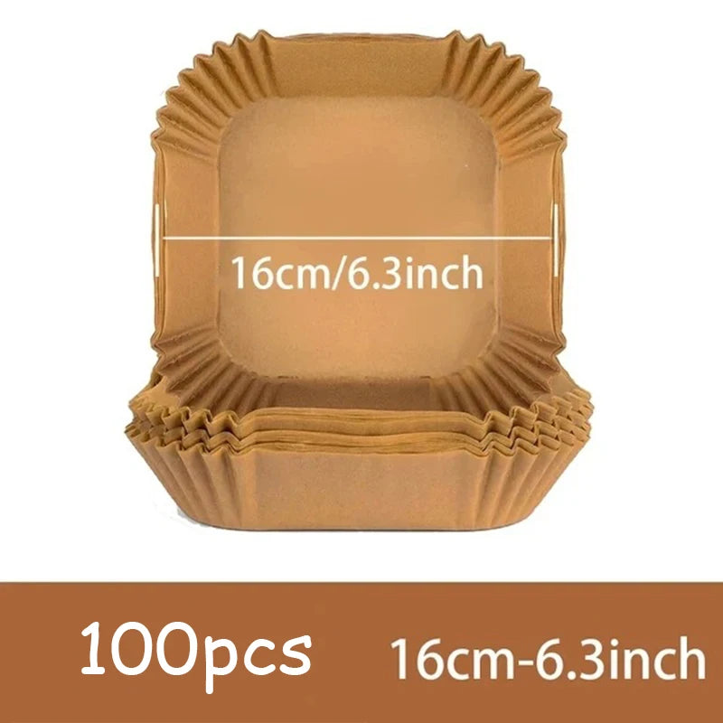 50Pcs Air Fryer Disposable Paper Non-Stick Airfryer Baking Papers Round Air-Fryer Paper Liners Paper Kitchen Accessories Beauty World Shop