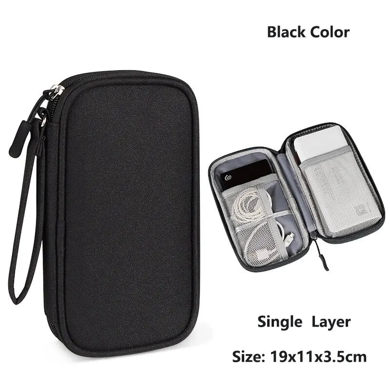Data Cable Storage Bag Waterproof Portable Carry Case  Storage Bag Travel Organizer Bag for Cable Cord USB Charger Beauty World Shop