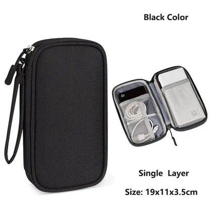 Data Cable Storage Bag Waterproof Portable Carry Case  Storage Bag Travel Organizer Bag for Cable Cord USB Charger Beauty World Shop