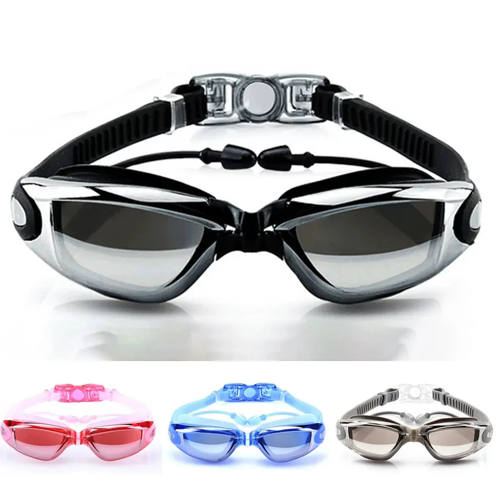 Swimming Goggles Adult Pool Glasses Anti Fog Men Women UV Protection Optical Waterproof Swim Eyewear with Earplugs Beauty World Shop