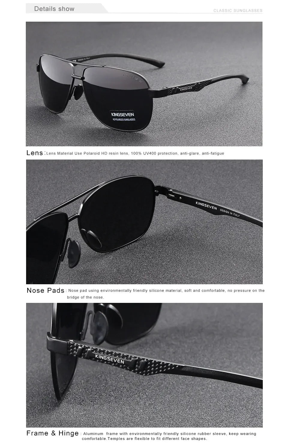KINGSEVEN Polarized Aluminum Sunglasses Men UV400 HD Lens Pilot Eye Protection Photochromic Glasses Women Night Vision Eyewear Beauty World Shop