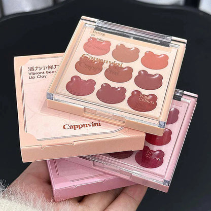Cappuvini 9 Colors Velvet Lip Mousse - Matte & Natural Finish, Long-Lasting Non-Drying, Cute Bear Design for Youthful Look, Beauty Trend Shop