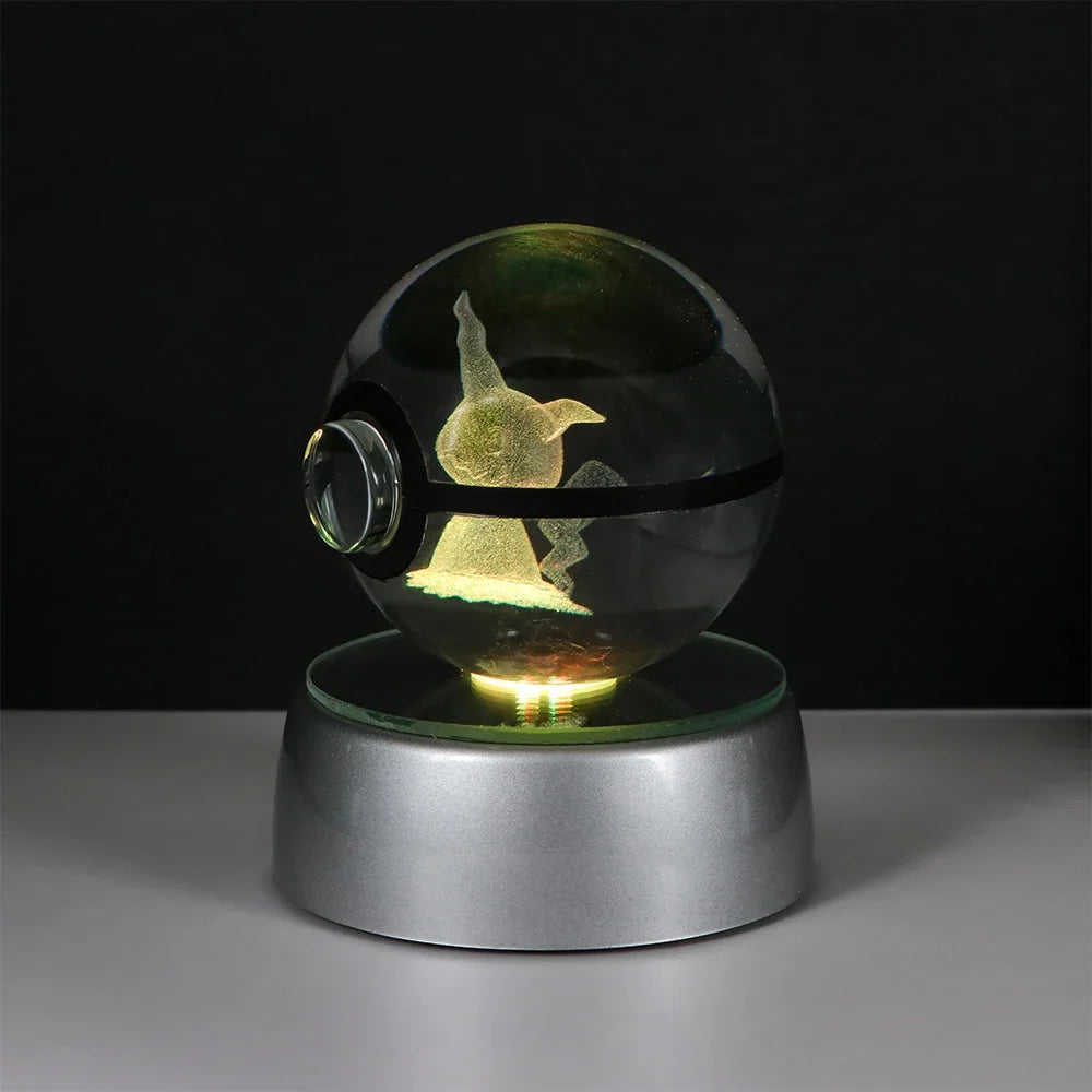 Pokemon Crystal Ball Pikachu Gengar Eevee Mewtwo Lacario Anime Game Pokeball Led Night Light Base Kids Birthday Gift Home Decor Beauty World Shop