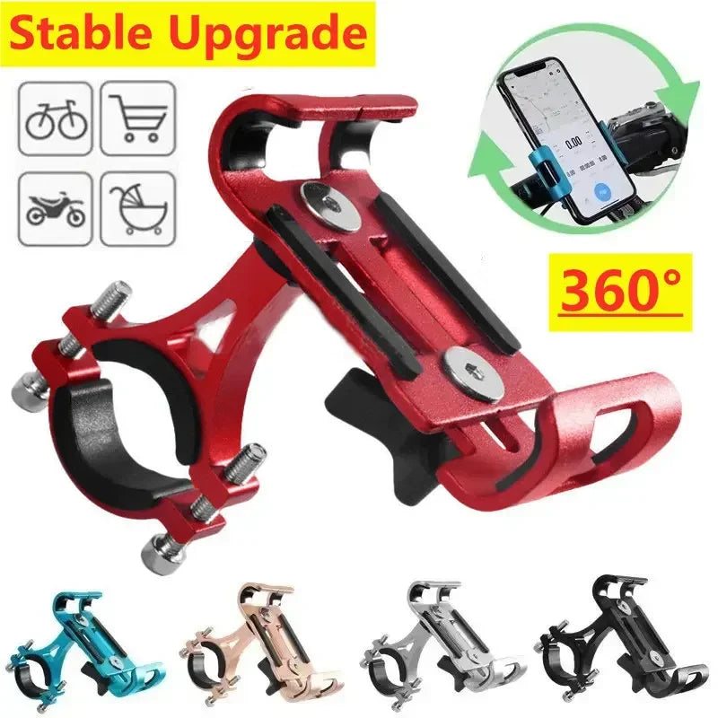 360 Rotate Metal Motorcycle Bicycle Phone Holder Aluminum Alloy Anti-slip Bracket Support GPS Clip Bike Phone Stand for iPhone Beauty World Shop