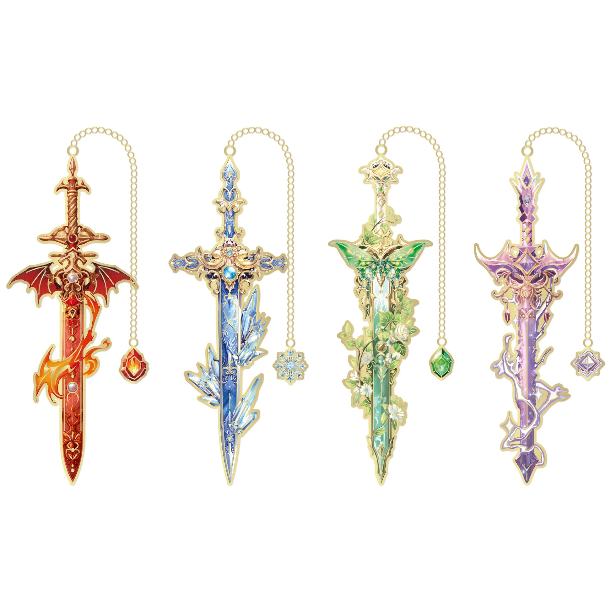 4pcs Fantasy Sword Bookmarks for Books, Journals, Planners - Cool Metal Book Markers for Reading Women & Men, Unique Book Marks Beauty World Shop