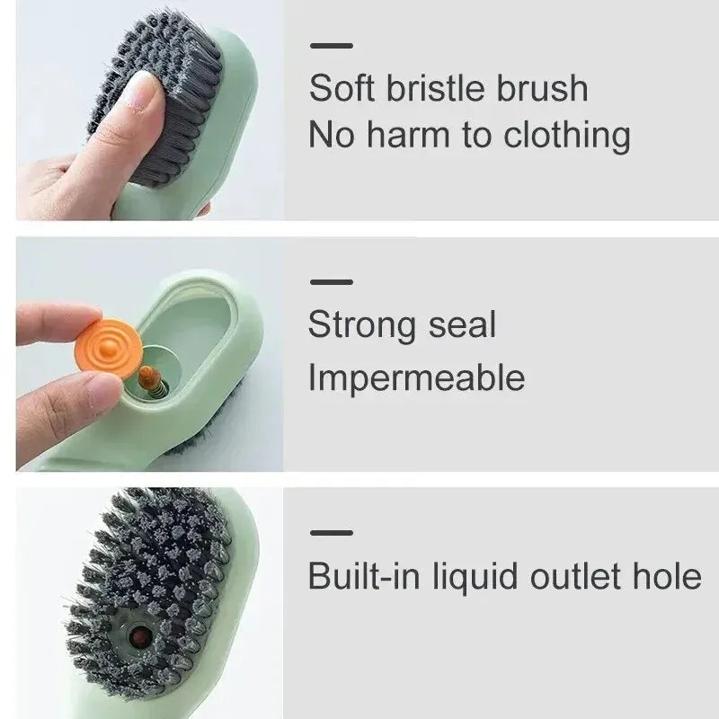 Multifunction Cleaning Shoe Brush Soft Automatic Liquid Shoe Brush Long Handle Clothes Soap Brush With Hook Clean Tool Beauty Fashion