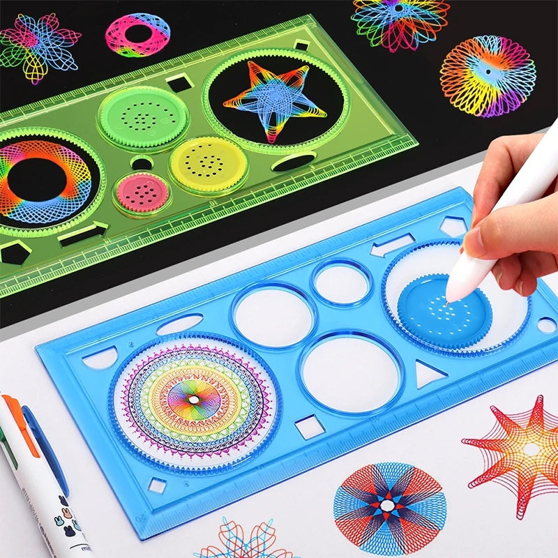 Geometry Spirograph Drawing Stencils Set Painting Template Art Crafts Creative Kids Educational Toy Variety of Flowers Ruler Beauty Fashion