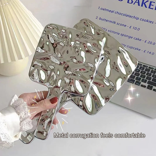 Electroplated Handle Makeup Mirrors Beauty Portable Round Hand Square Hand S/M/L Make Up Mirror Beauty World Shop