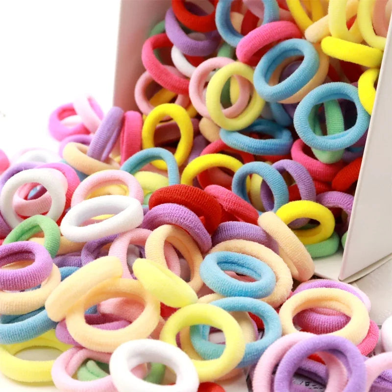 200PCS Women Girls Colorful Nylon Elastic Hair Bands Ponytail Hold Small Hair Tie Rubber Bands Scrunchie Hair Accessories Beauty World Shop