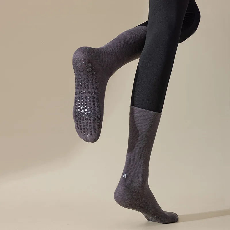 Professional Yoga Socks Women Silicone Non-slip Solid Color Pilates Socks Cotton Breathable Floor Gym Fitness Dance Sports Socks Beauty World Shop
